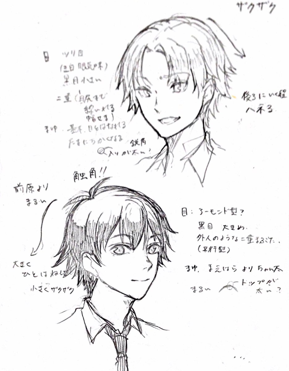 磯メグも前ひなも好きなのに、野郎が描けなくて断念する事が多いので、確認がてら練習〜。
髪型が本当に謎 