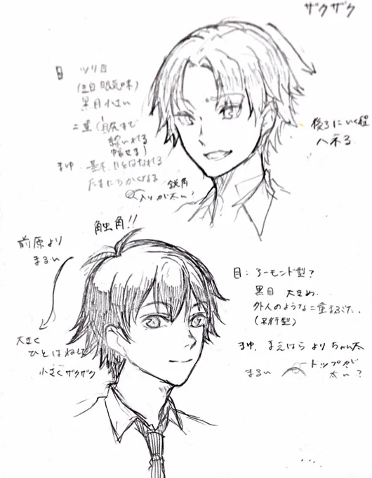磯メグも前ひなも好きなのに、野郎が描けなくて断念する事が多いので、確認がてら練習〜。
髪型が本当に謎 