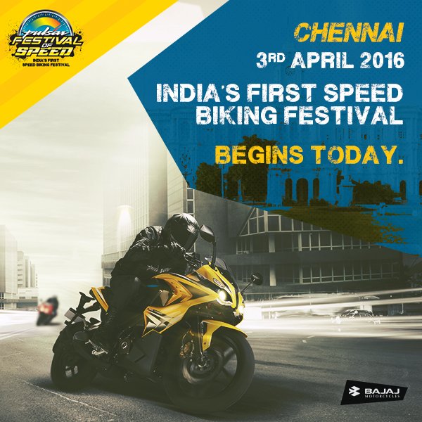 my_pulsar's tweet photo. Chennai, let the celebrations begin! Race at the Pulsar Festival Of Speed today. #PulsarFOS https://t.co/VT7T86fTGM