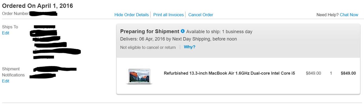 giselatreats's tweet photo. @AppleSupport ordered air on 4/1 for delivery on 4/4 by 12pm. You guys changed to 4/6 due to an INTERNAL error! https://t.co/zJMke39wEo