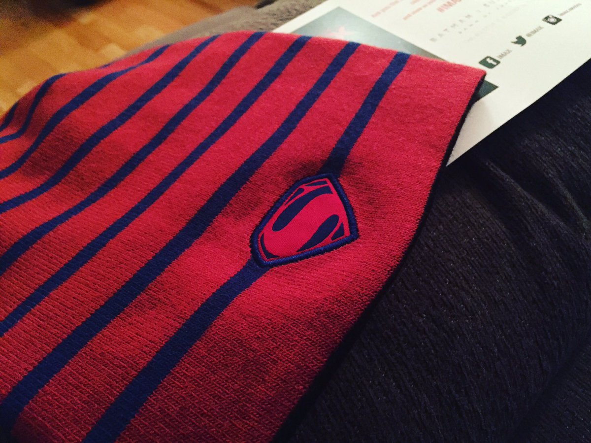 LRM_Exclusive's tweet photo. My Superman beanie came just in time with this cold weather we're having in NYC. #IMAXBvS https://t.co/xkIzC4mBC8
