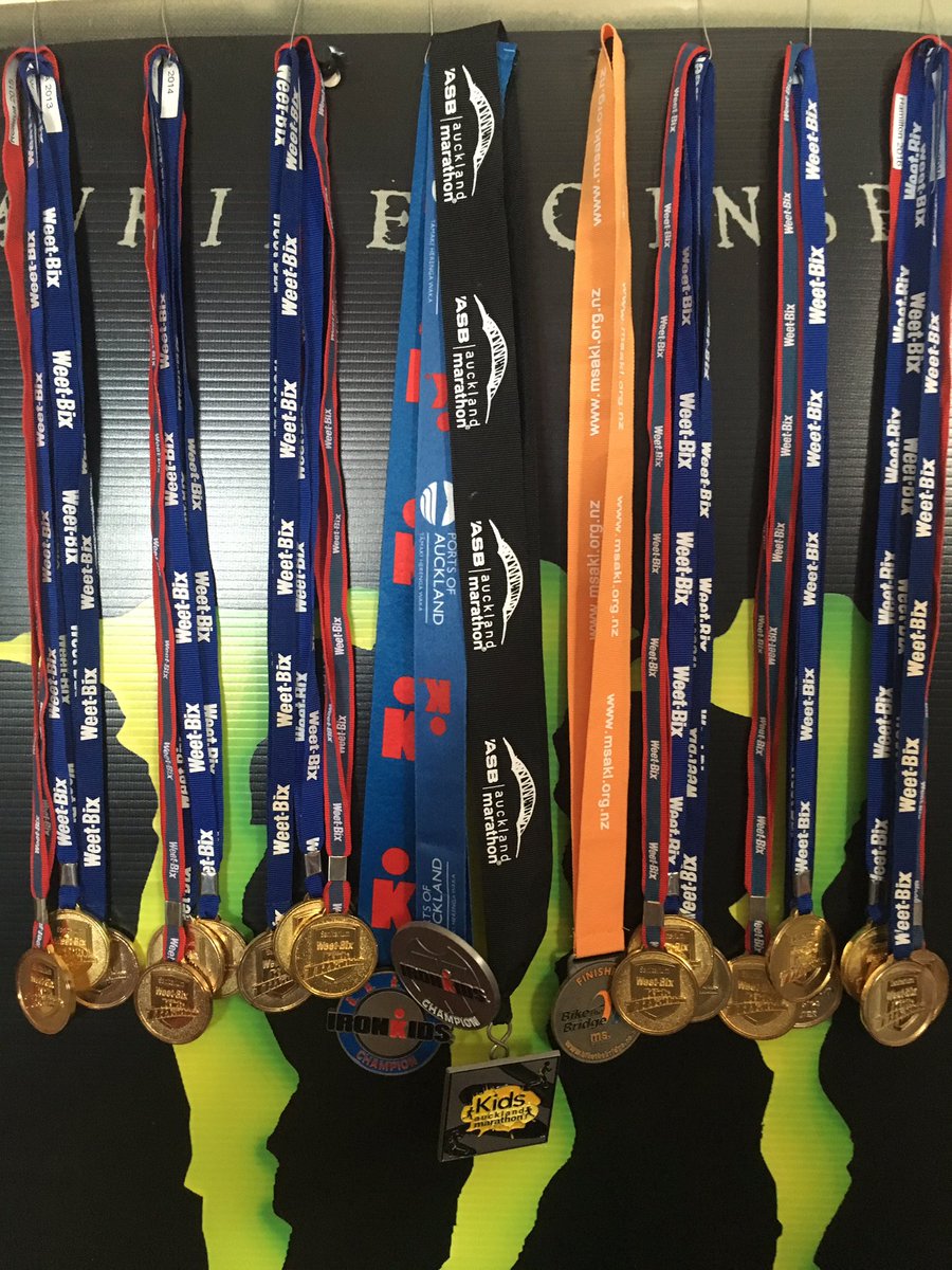 justToddR's tweet photo. When exercise is fun, #kiwikidstry Mr9 feeling very proud of his collection, thanks to @WeetBixNZ @ASBBank 🚴🏊🏻 https://t.co/z4QlCeSL7i