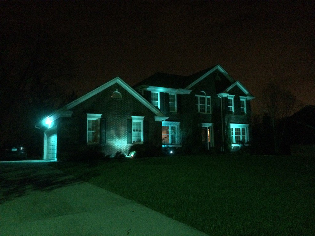 paulduryea's tweet photo. The new house lit all up in blue in support of my #autism hero.  #LIUB #autismawareness https://t.co/TAamOfaJiQ