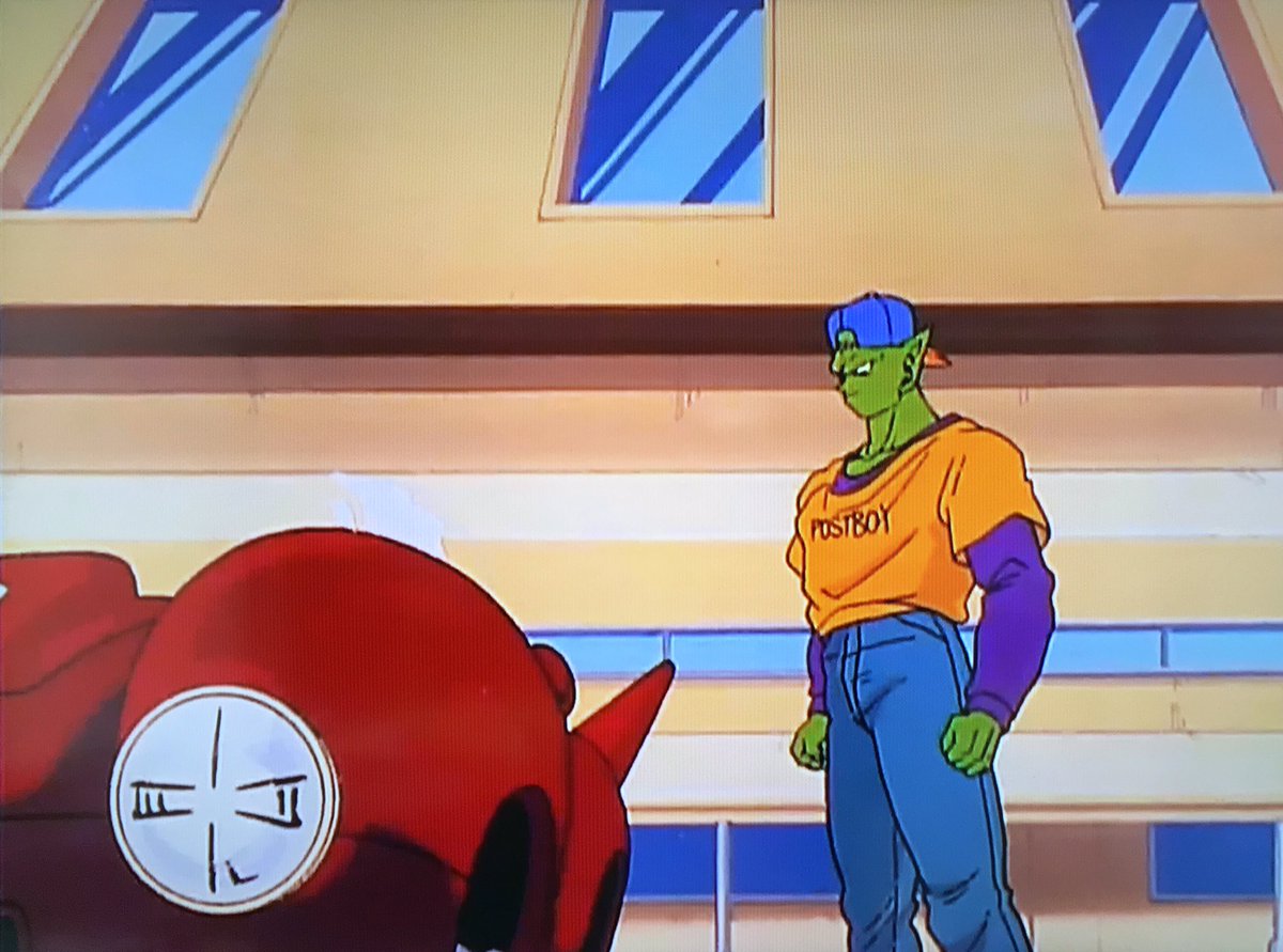 Teano ティーノ Twitterissa この回 悟空とピッコロの私服自体レアなんだけど ピッコロの帽子に Gokuu って書いてあるのがまたw 服一式悟空に借りたのかな W でも 悟空とベジータもそうだけど かつて生死をかけて戦った者同士でこんな日が来るなんてねぇw