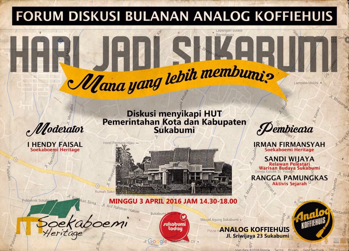 Pertama, pukul 14.30~15.00, jadwal tambahan diskusi bulanan, ulang tahun (kota+kabupaten) Sukabumi.

<a href="/SukabumiToday/">Sukabumi Today</a>