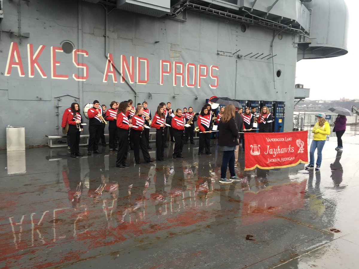 DeeDelinda's tweet photo. VCL Choir at St Paul Apostle Church and VCL band on the Intrepid in NYC.  @reneearudloff @TonyJayhawk https://t.co/gScbWBUBy2