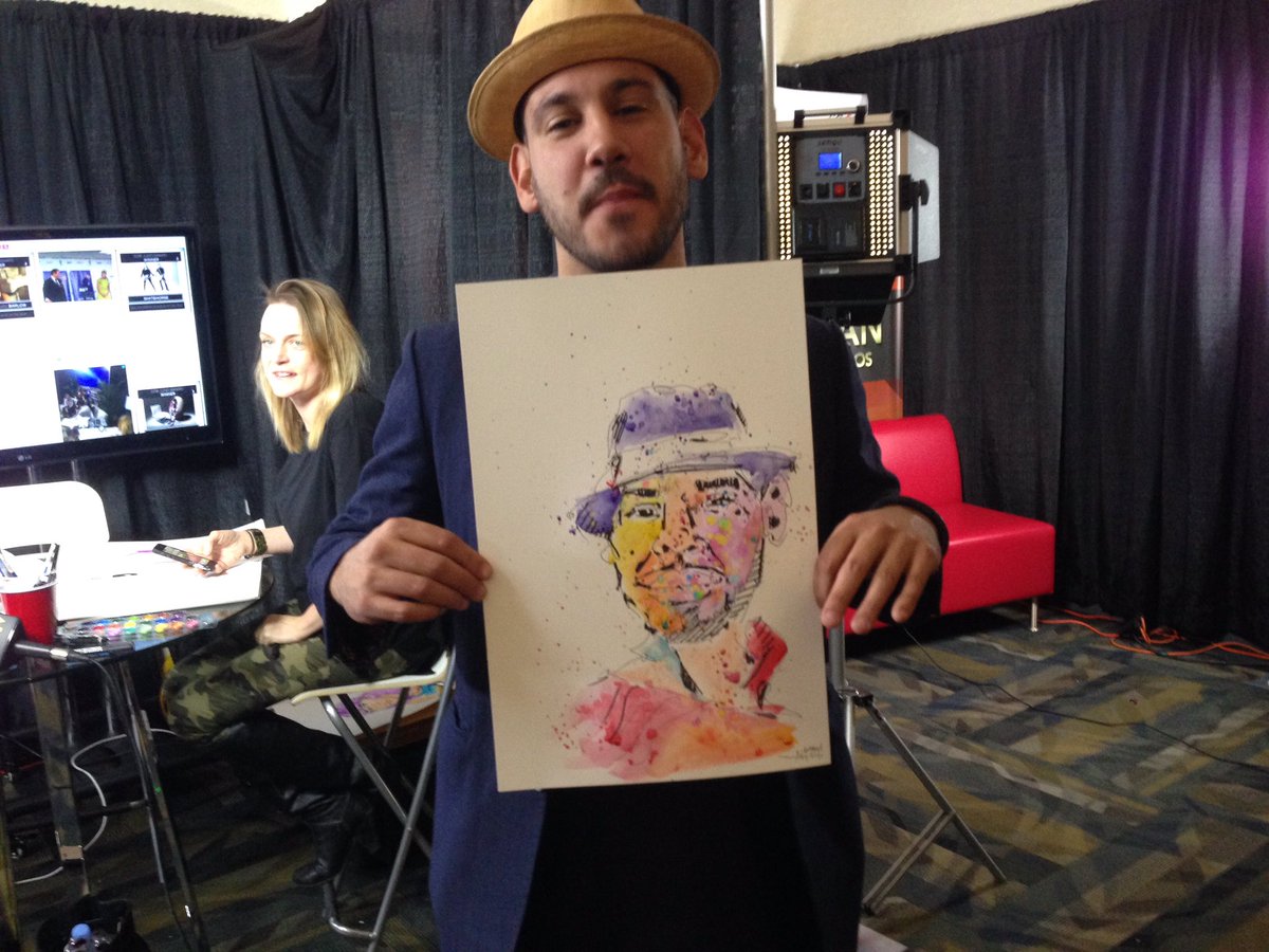 TheJUNOAwards's tweet photo. What do you do after you win a JUNO Award? @BOOGAT_oficial got a @BadPortraits made of himself, of course! #JUNOS https://t.co/iS1dISWl62