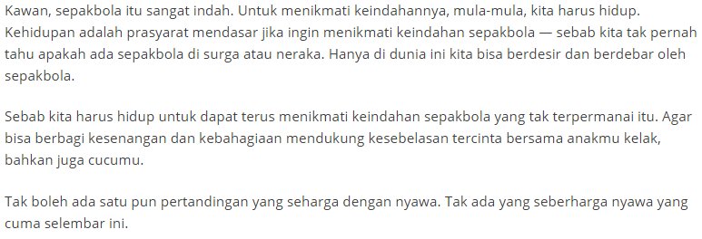 Wejangan <a href="/zenrs/">zen</a> utk pendukung yang akan saling 'melawan' di GBK. Melawan bukan memusuhi, ya. panditfootball.com/editorial/kepa…