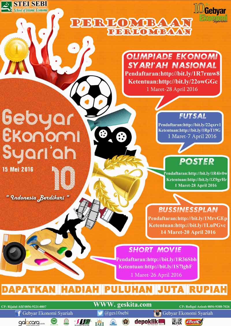 galacaracom's tweet photo. Gebyar Ekonomi Syariah 10 by @ges10sebi | Ada banyak lomba guys, cek di sini >> https://t.co/TYF0DXWV8R #infodepok https://t.co/XiglKyAtvt