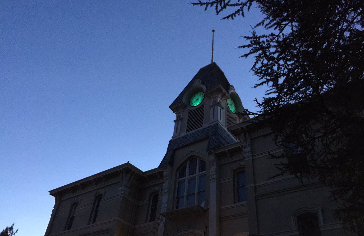 OregonState's tweet photo. Did you see? The Benton Hall clock tower glows blue this month to raise awareness for autism.

#AutismAwarenessDay https://t.co/3x6g5WKWnK