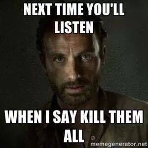 MissGoGoNY's tweet photo. Listen, This isn't a democracy anymore. #Rictatorship #TWD  #TWDFinalein6words #TWDFamily @WalkingDeadAMC_ https://t.co/yitaPeHhTZ