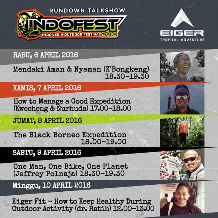 eigeradventure's tweet photo. Yuk merapat kr @INDOFEST2016 ada talkshow2 keren dari #EigerAdventure! Don't miss it! https://t.co/d534I9bgeb
