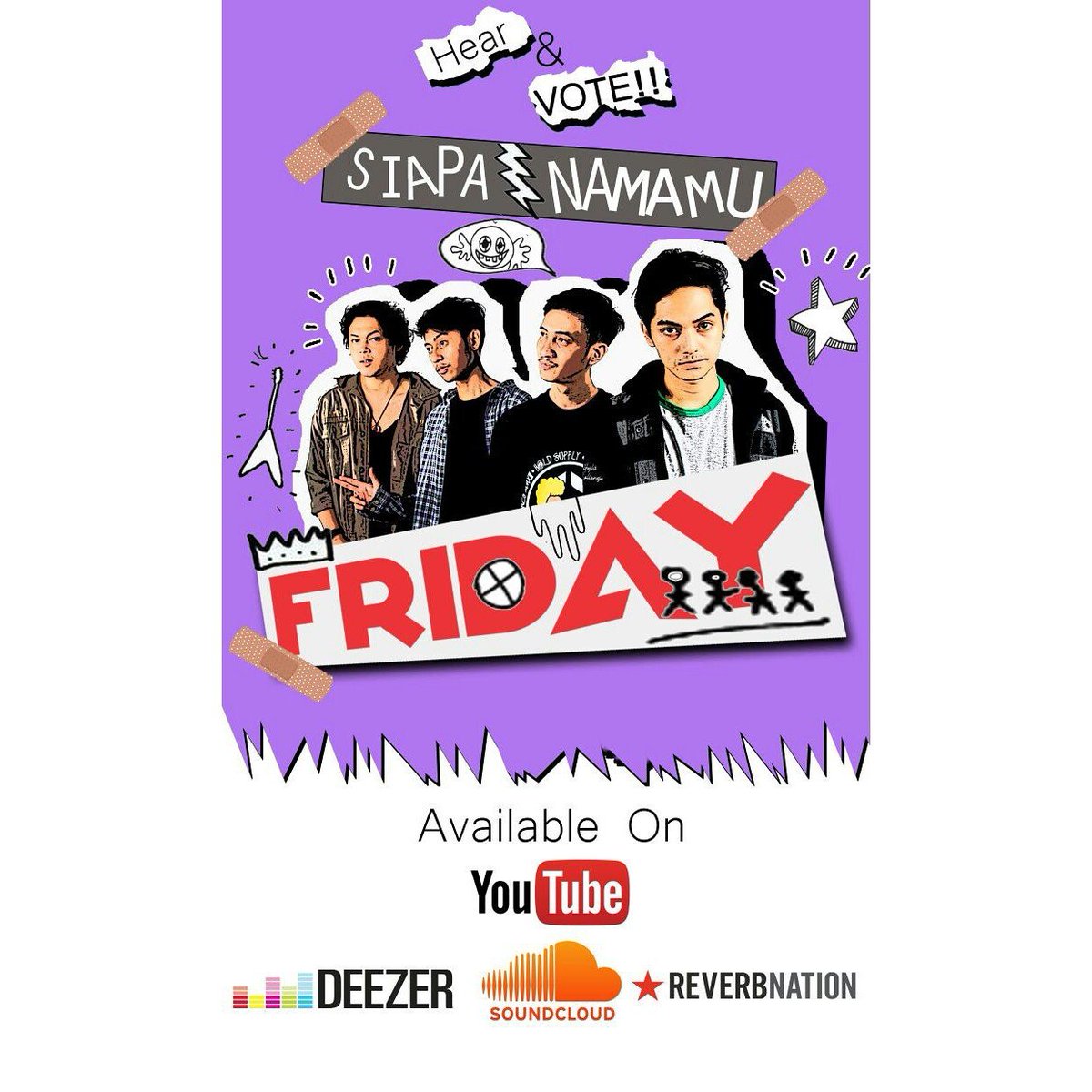 HIFRIDAYBand's tweet photo. Sekarang kalian udah bisa dengerin karya terbaru dari FRIDAY. It's FREE!!! Let's go!! https://t.co/04XCTvbS54
