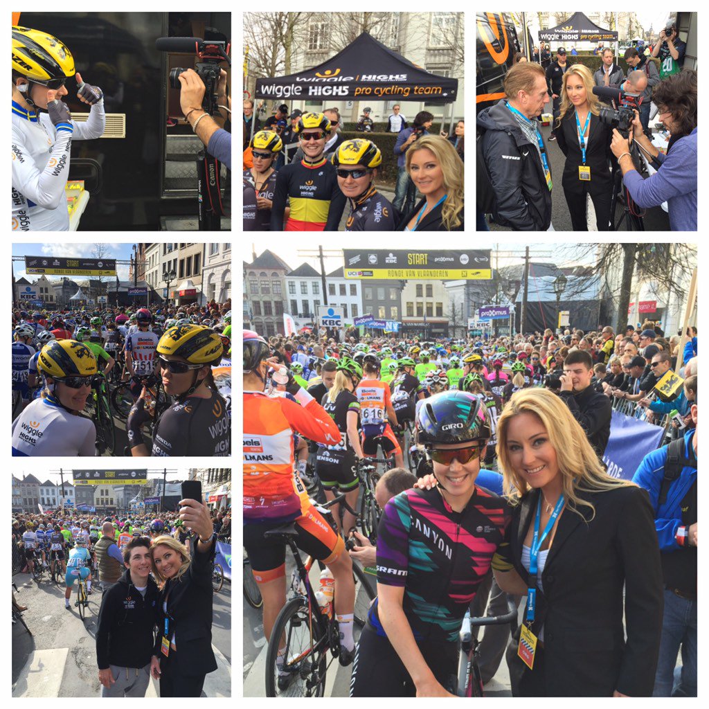 RochelleGilmore's tweet image. The Women&apos;s @RondeVlaanderen has started! Definitely the most exciting race of the year! Off to the #CommBox now!!