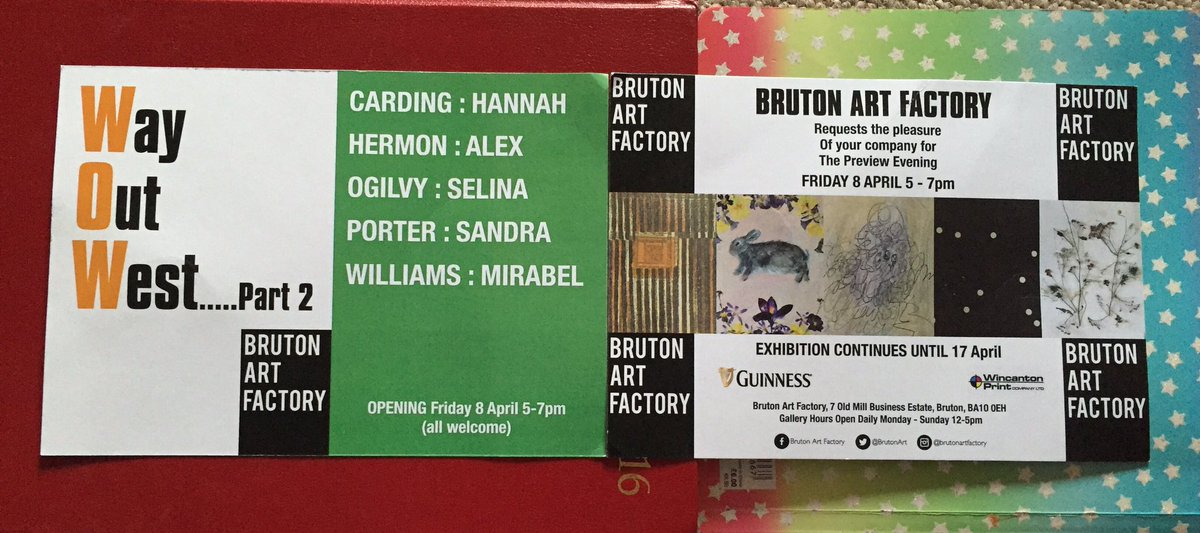 lisammainwaring's tweet photo. #WayOutWestPart2 on 08/04/16 5pm @BrutonArt #HannahCarding #AlexHermon #SelinaOgilvy #SandraPorter #MirabelWilliams https://t.co/2uXOvCPkYK