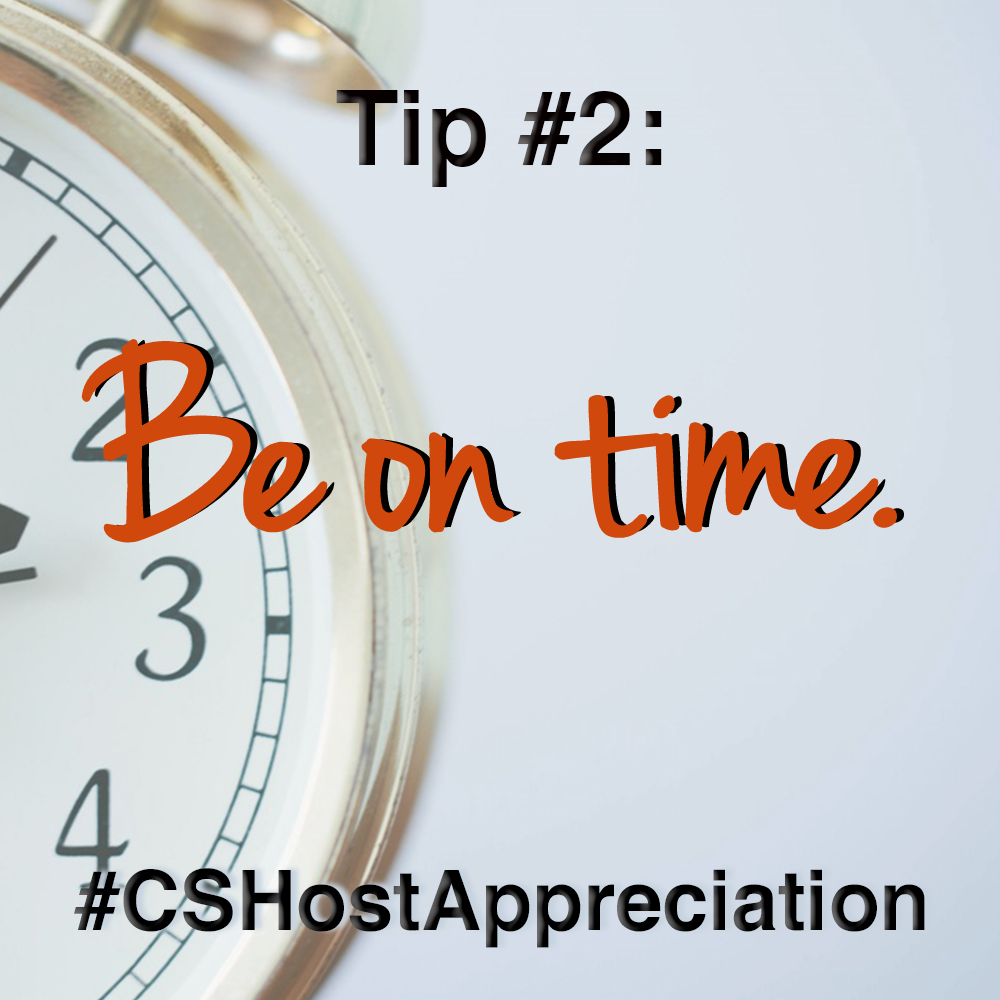 Couchsurfing's tweet photo. #2. Be on time. Keep your hosts updated if your plans change! #CSHost Appreciation https://t.co/PeCA4qiL55