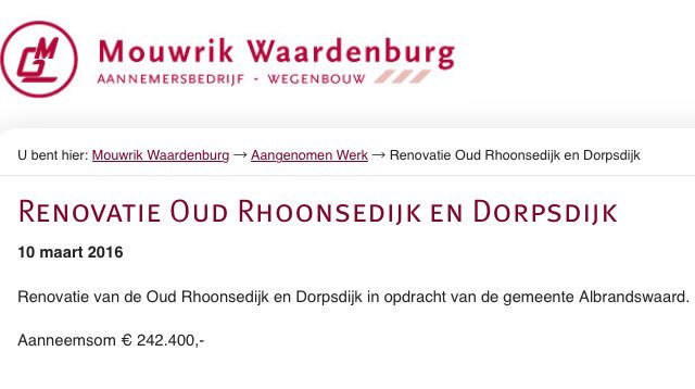 OpRhoon's tweet photo. Vanaf volgende week, omrijden. Oud Rhoonsedijk #Rhoon https://t.co/QXtrmXvja5