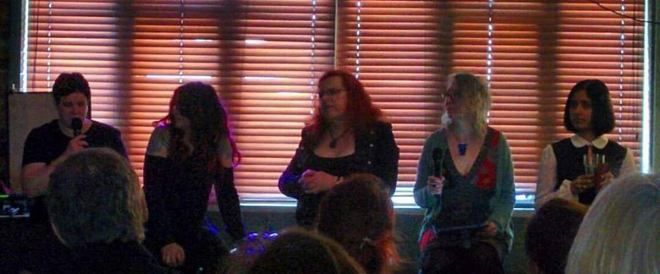 DollyGarland's tweet photo. Great fun being on the Fight Like A Girl panel at #FLAGLaunch w @GaieSebold @KTScribbles @hierath77 @CherylMorgan https://t.co/PwaXF2Y5PG