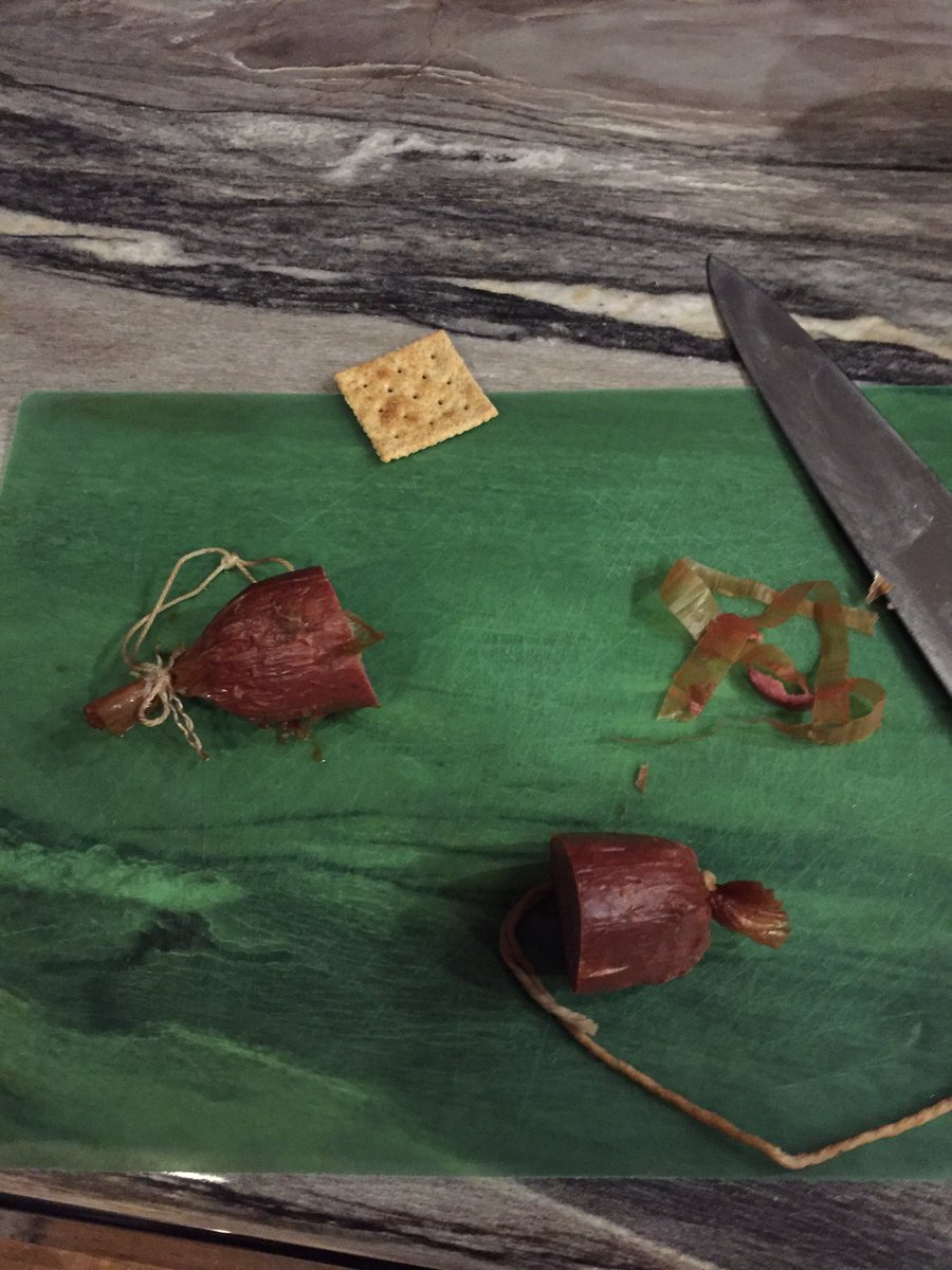 DmChihawk's tweet photo. Deer salami. First stick off of smoker not much left #deluxious https://t.co/FXdceVqar5