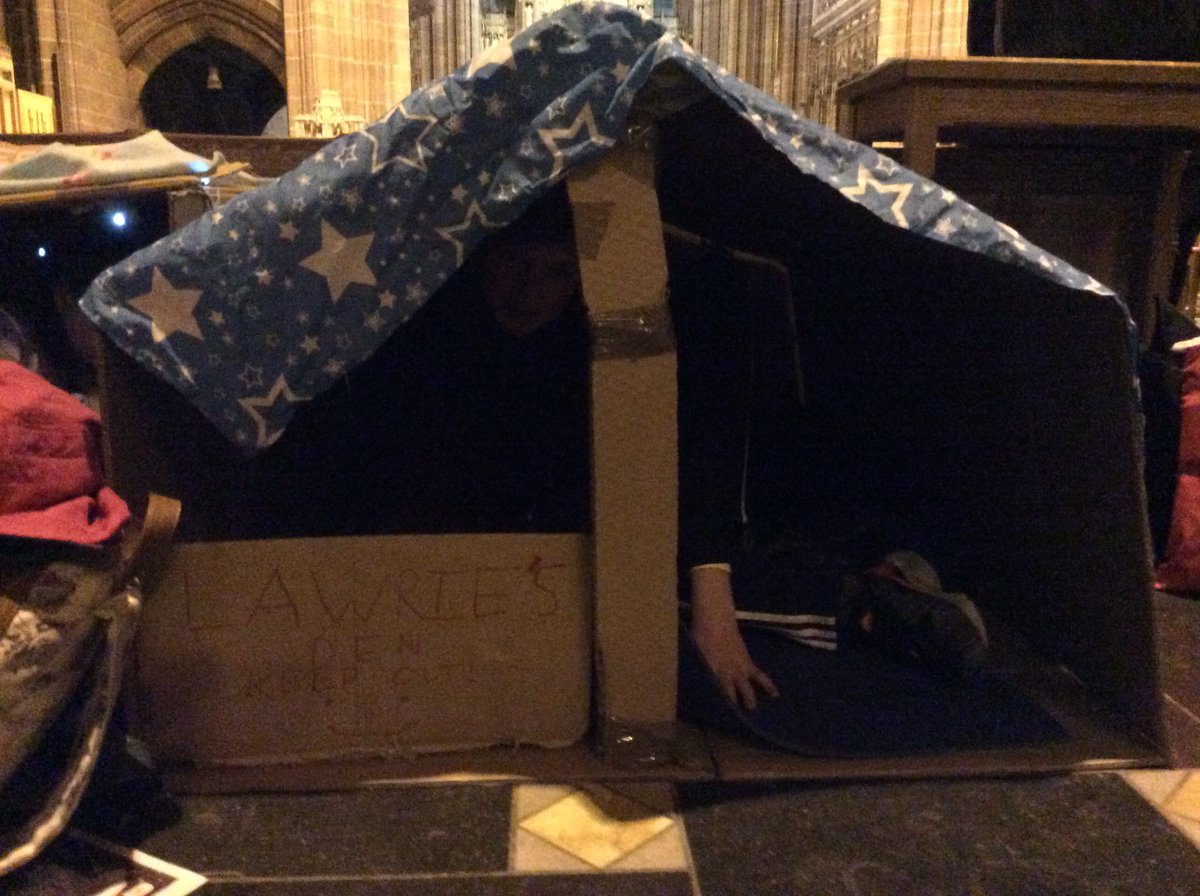 Slept out last night @LivCathedral to support @WhitechapelLiv - #cathedralsleepout