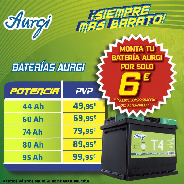 🥇 Cambio de Batería de 74 Ah en Aurgi al mejor precio
