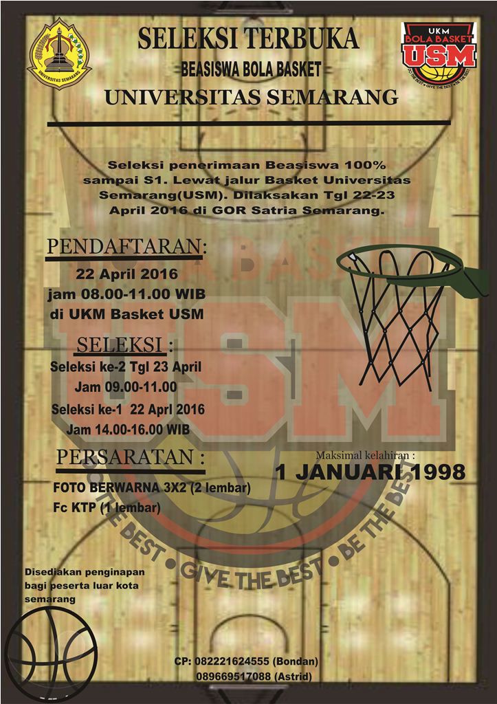seleksi terbuka melalui bola basket, ayo buruan daftar sebel kuota kehabisan, booking dulu gpp @UsmTopFm @twitUSM