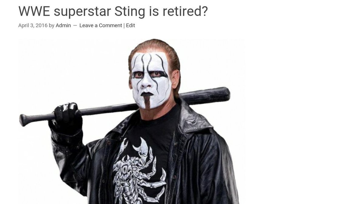 ml_ceo's tweet photo. WWE superstar Sting is retired!
https://t.co/LXTILR0lkA
#WWE # Sting #WWESting https://t.co/S7lJNiwVK0