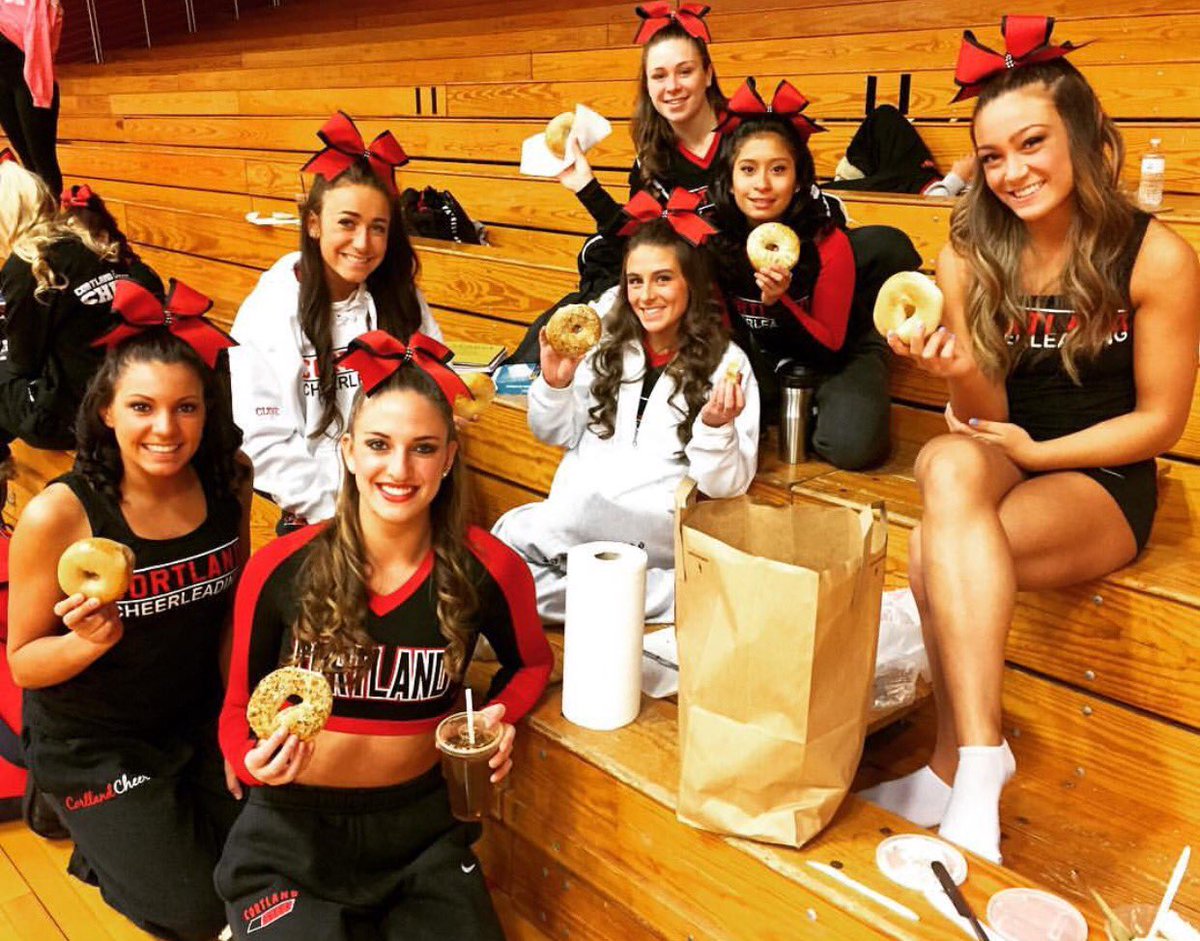<a href="/CortlandCheer/">Cortland Cheer</a> Enjoying some #bagels in preparation for their showcase today at 11:45 in Park Center!