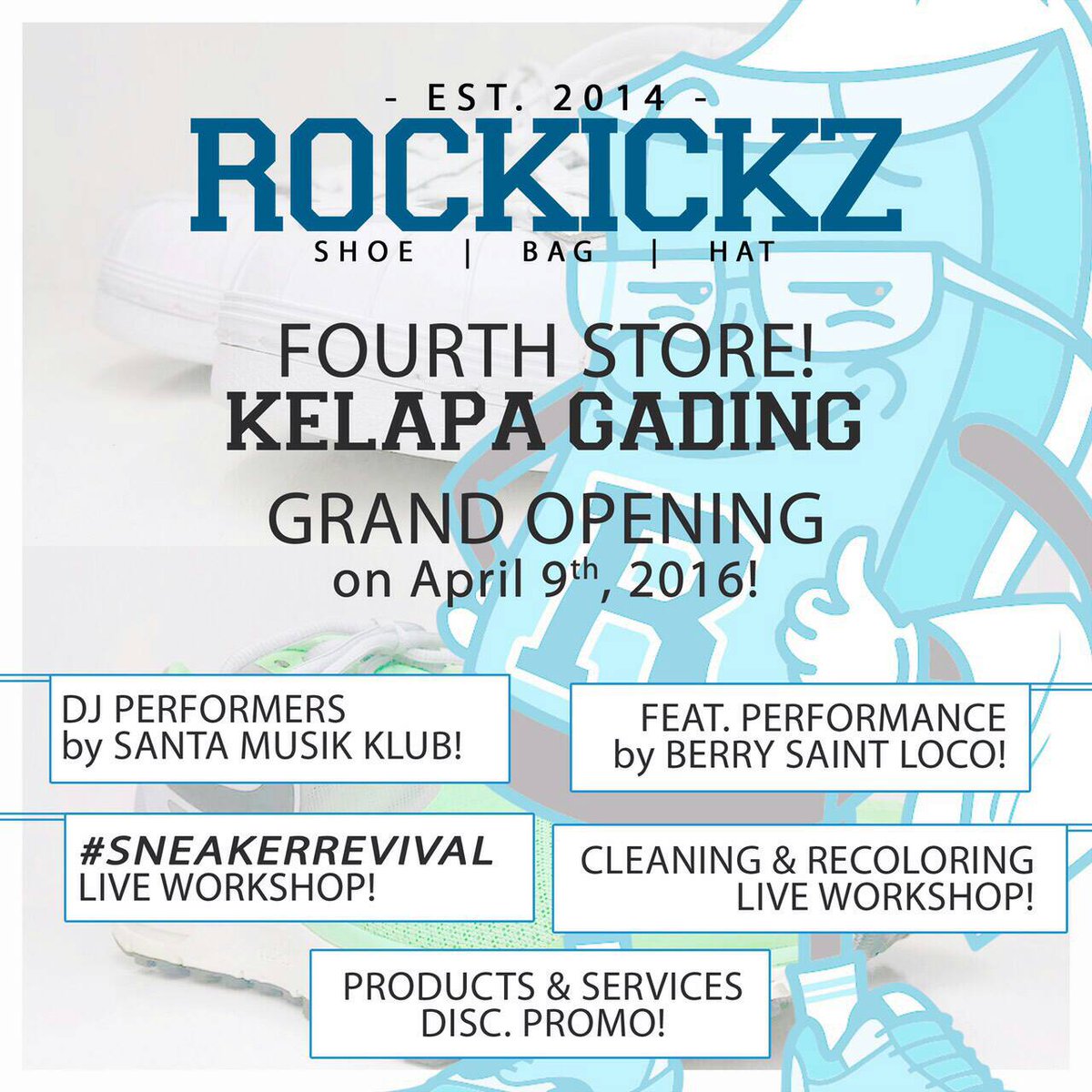 Safe the date !! Grand Opening 4th store by <a href="/rockickz/">Rockickz</a> 6 april 2016 at Kelapa Gading Jakarta utara