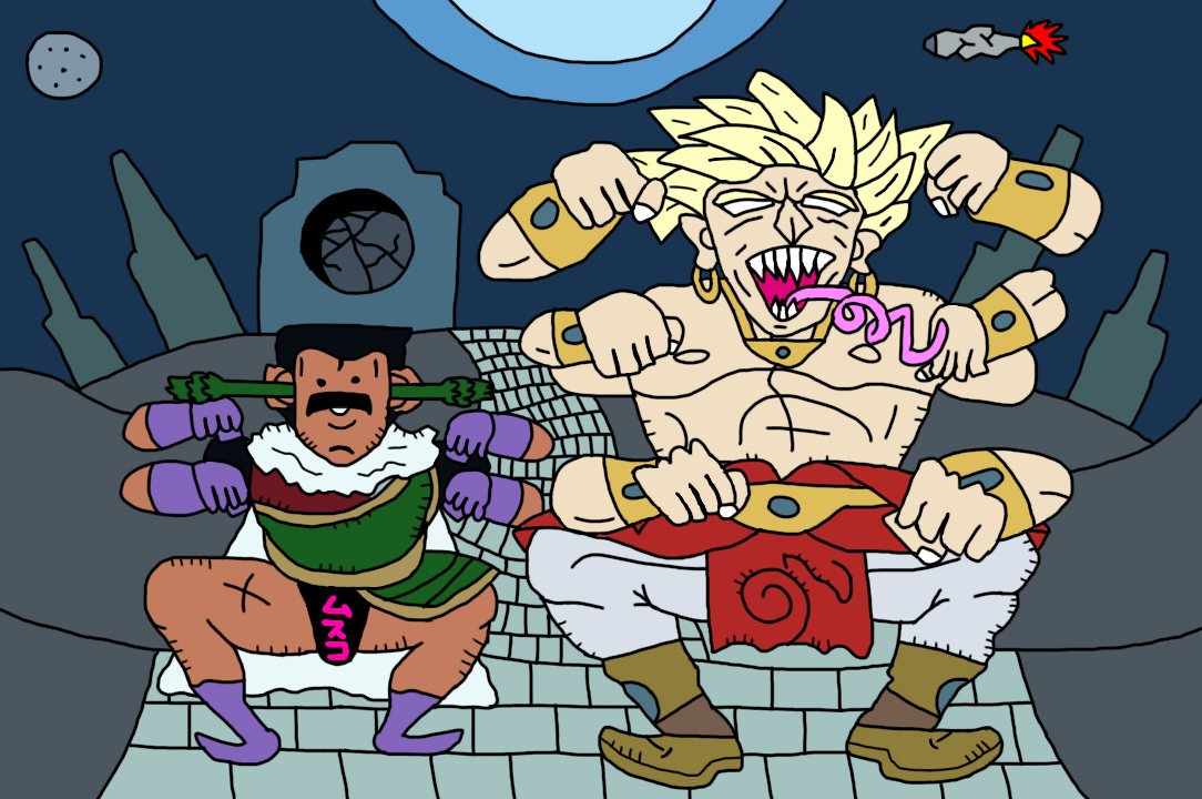 真d ツイートが2626なので ジョジョの奇妙な冒険の トト神 が描いた オインゴ ボインゴ ブラザーズ風に描いた パラガス ブロリー を 投稿ッ T Co Svhrdqhpal Twitter