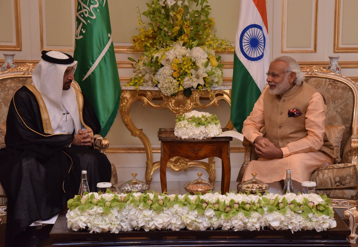 narendramodi's tweet image. HE Khalid A. Al-Falih &amp;amp; I had a productive meeting, discussing ways to increase India-Saudi Arabia cooperation.