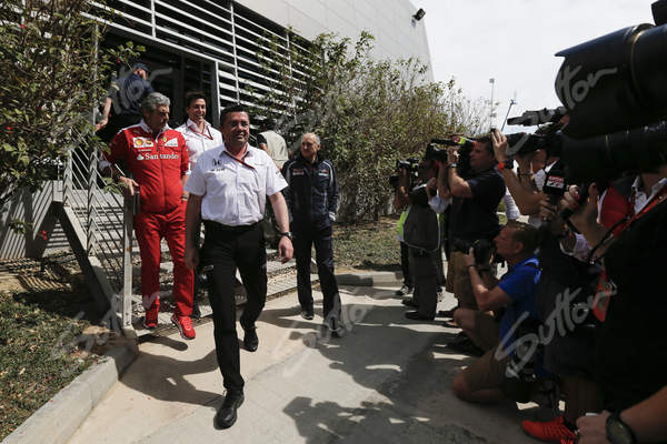 MSI_Images's tweet photo. The #teambosses in the #paddock for the meeting with #JeanTodt #qualiformat @fia #F1 #BahrainGP https://t.co/TExzTRB9XL