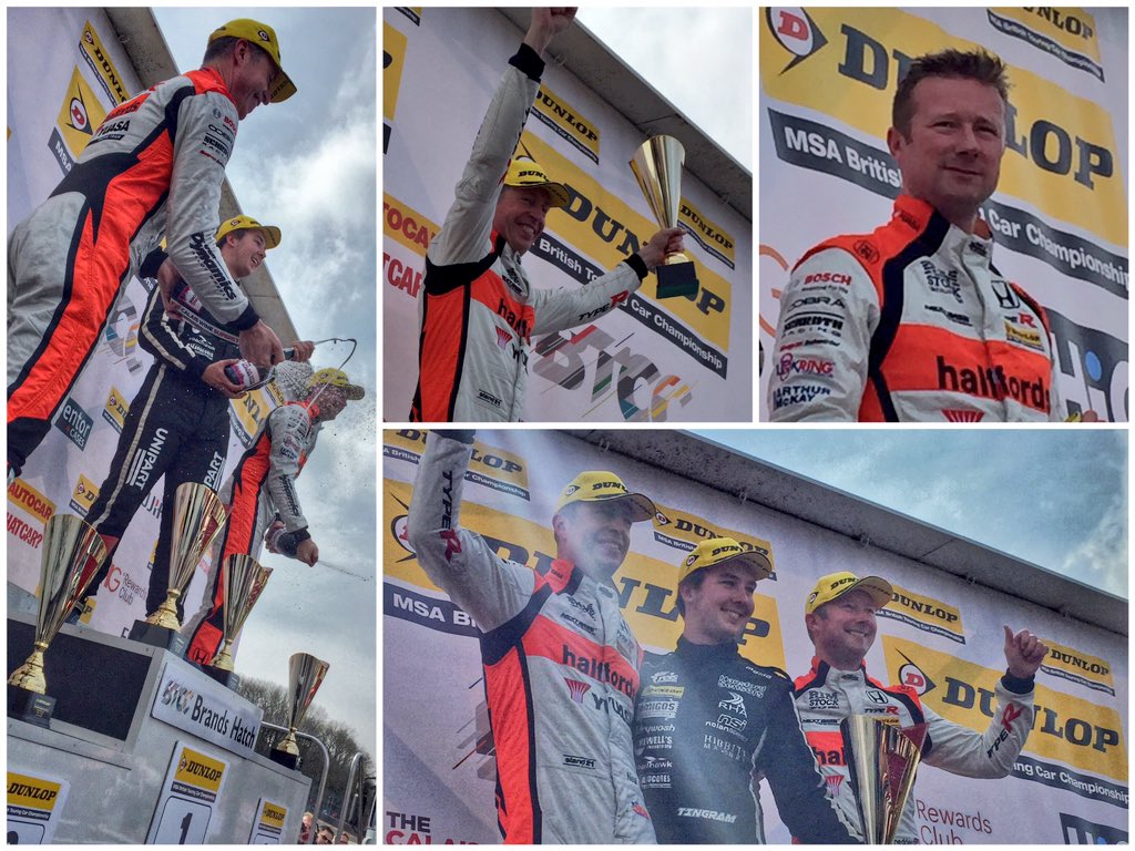 hondaracingbtcc's tweet image. Our first podium photos of the year! Great job @gordonshedden, @MattNealRacing and the whole team! #BTCC