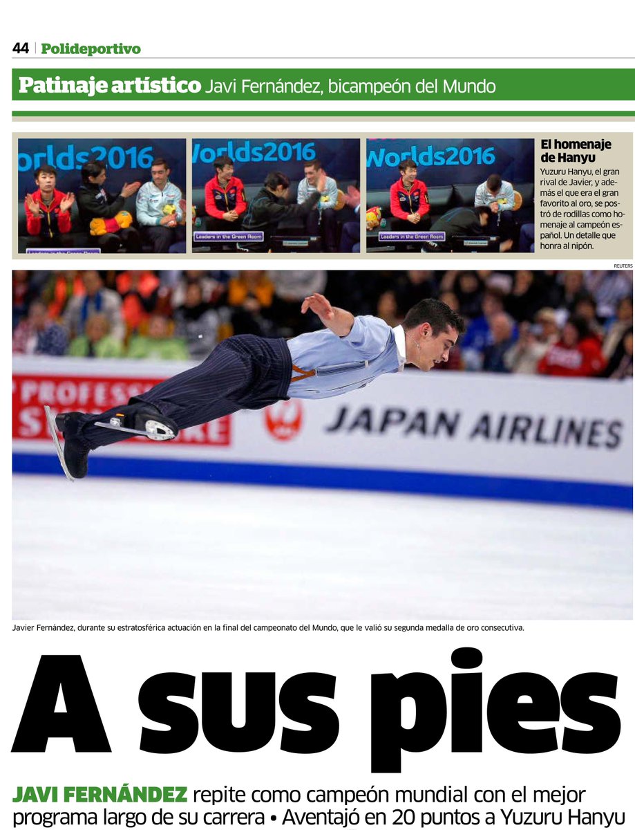 Hieloespanol's tweet photo. Como hoy decimos en MARCA, "A sus pies" señor Fernández, frase por cierto muy de Paloma del Río #Worlds2016 https://t.co/4ucSAmgSb4