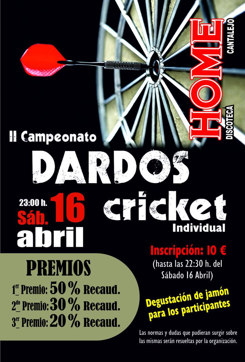 Él 16 de abril tienes una cita con los dardos en <a href="/DiscotecaHome/">DISCOTECA HOME</a>