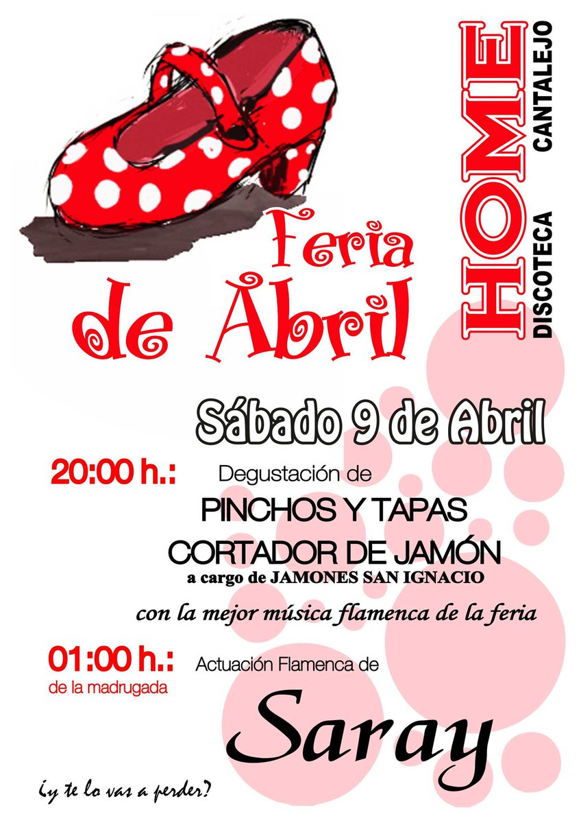 Calentando las parmas él 9 feria de abril con la actuación de <a href="/SarayTol/">saray lopez mendoza</a> en <a href="/DiscotecaHome/">DISCOTECA HOME</a>  vive un día único.