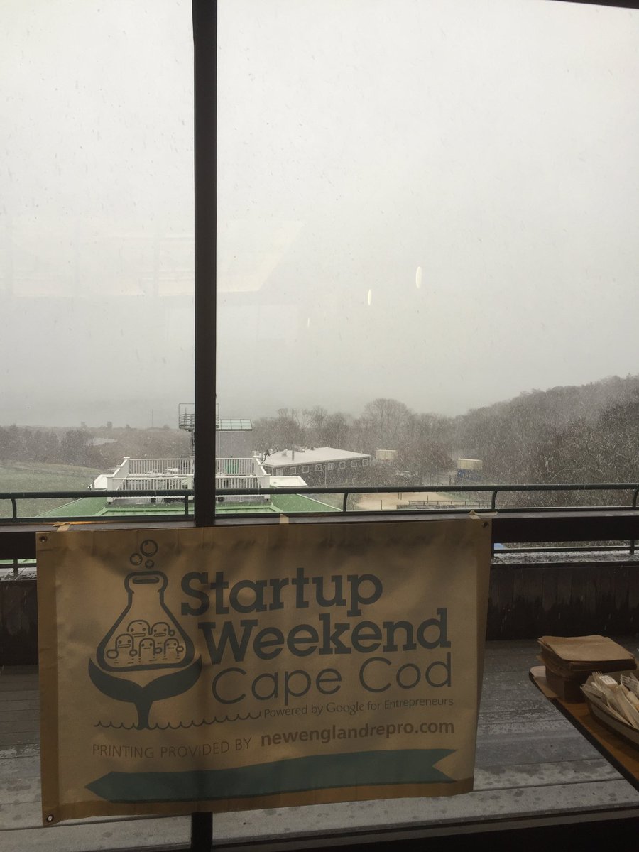 SWCapeCod's tweet photo. A snowy start to the final day of Startup Weekend Blue https://t.co/KiLTiXNCTf