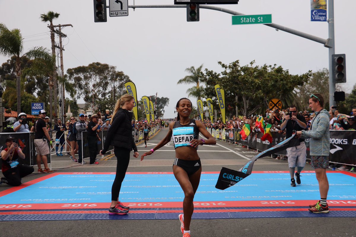 The world record holder does it again! Congrats to <a href="/meseretdefar/">Meseret Defar</a> on today's win. #Carlsbad5000