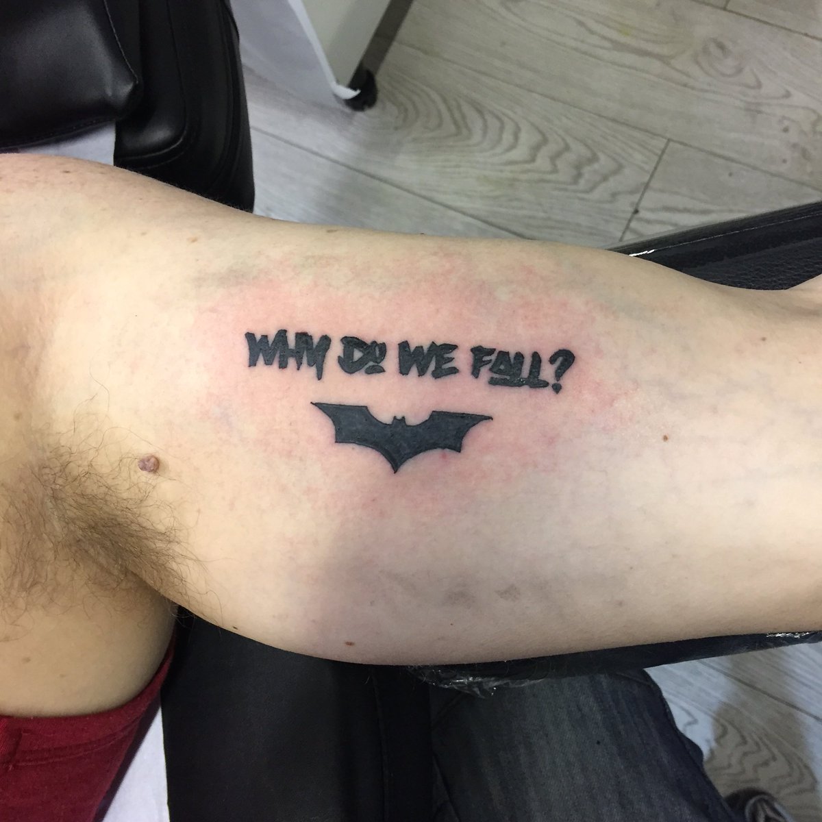 Fun little walk in #batman #batmanvsuperman #dccomic #dc #batmantattoo  #whydowefall #tatts #tattoo #tattoos, image size:1200x1200