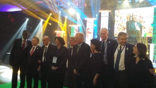 Cisaconvention's tweet photo. The candidate cities to host the 2024 @Olympics Games, @LA2024 @roma2024 @Budapest2024 @Paris2024 attended the CISA https://t.co/iMshlrbSp7
