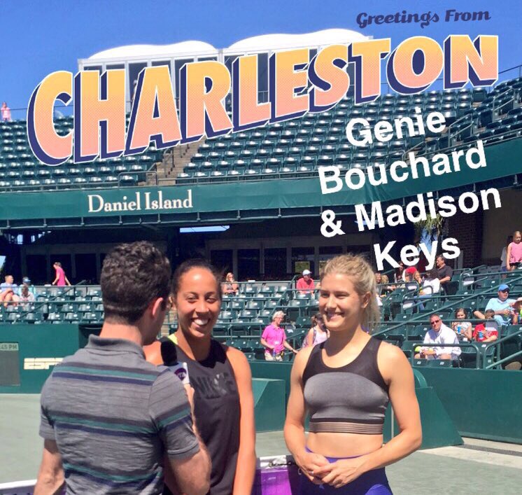 CharlestonOpen's tweet photo. Greetings from #Charleston! ❤️, @geniebouchard &amp; @Madison_Keys. #WorkoutWithUSANA @USANAinc https://t.co/AdF3sREJeZ