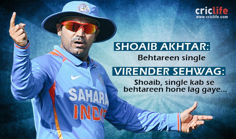 im_pahadi's tweet photo. Be it on the field or off it,@virendersehwag sir never seems to lose an opportunity to troll @shoaib100mph. https://t.co/P15KoqTrnN