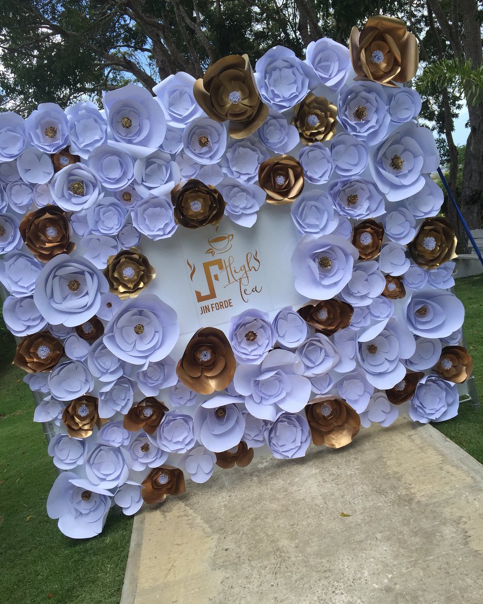 AudazEventz's tweet photo. Our Paper Flower Wall at #Jinforde #HighTea in #Barbados on Easter Monday!! This creation was a hit! https://t.co/qQzcjWRIDh