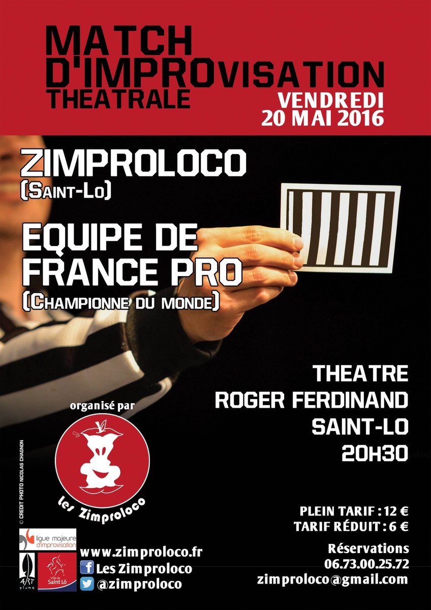 Le 20 mai prochain, nous jouons avec l'équipe de France pro au théâtre de #stlo !!
La soirée va être folle ! #impro
