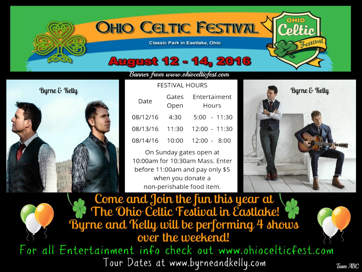 AcousticFans's tweet photo. @byrneandkelly will be ending the Summer Tour with a Big Bang performing 4 shows at the @OhioCelticFest #JoinUsThere https://t.co/jCigxVpH5U