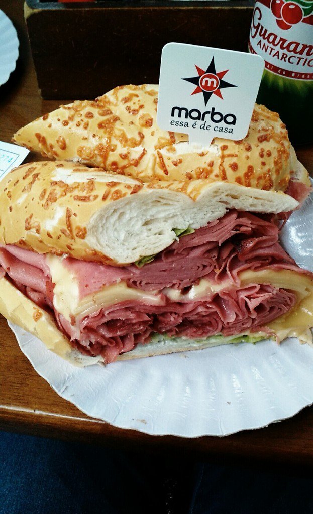 YummyPost's tweet image. Parm baguette w/ mortadella cheese