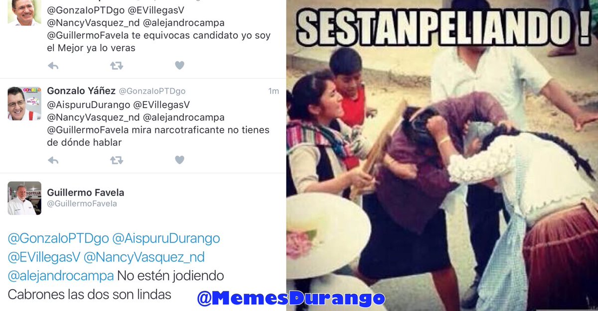 MemesDurango's tweet photo. ???? Sestanpeliando @davidmendivilg @heber_noti121ed @LaloSerranoZ @victtorhdez @EduardoOrtegaS @Sallvatoree https://t.co/Xy4tUFZ1Ry