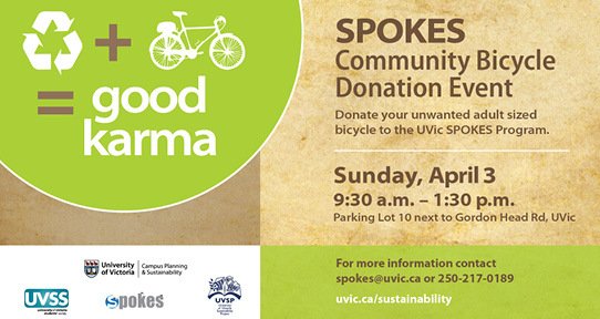 It's finally here!  TODAY: Spokes Community Bicycle Donation Event