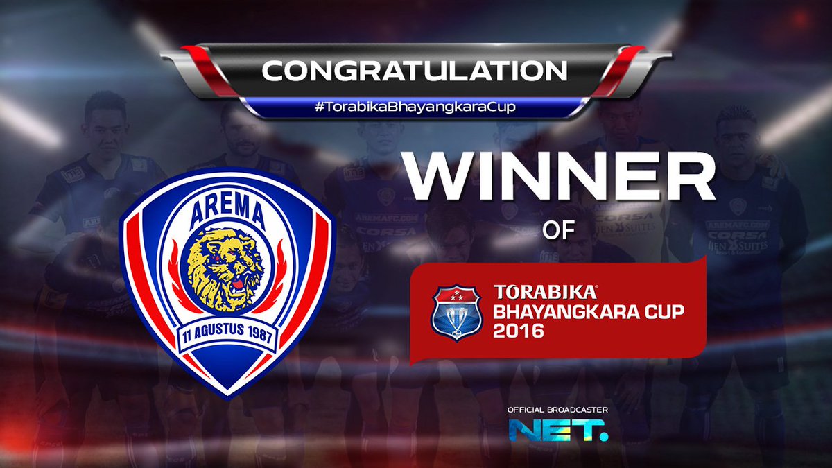 CONGRATULATION!

<a href="/AremafcOfficial/">Arema FC</a> keluar sebagai juara #TorabikaBhayangkaraCup setelah mengalahkan <a href="/persib/">PERSIB</a> 2-0!
