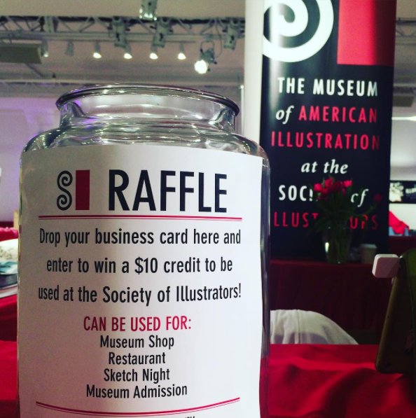 business card raffle sign
